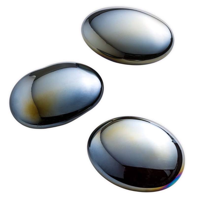 Organic Shaped Iridescent Glass Stones, Set of 3 - Gray